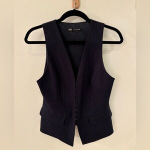 Zara navy and white pinstriped vest